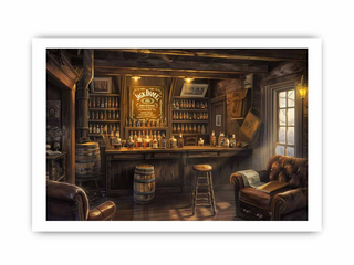 Bar room with wooden furniture and Jack Daniel's branding