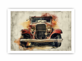 Artistic depiction of a vintage car on a textured background