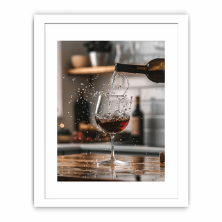 Wine being poured into a glass with a blurred background