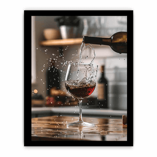 Red wine being poured into a glass with a blurred background