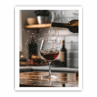 Red wine being poured into a glass with a blurred background