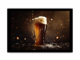 Glass of beer with foam on a dark background