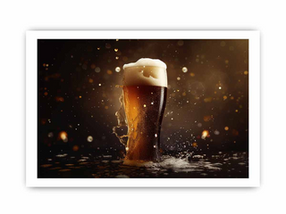 Glass of beer with foam on a dark background